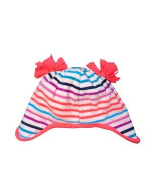 Crazy 8 Girls Striped Fleece Winter Hat-White/Orange/Blue-Size 4T/5T-GUC